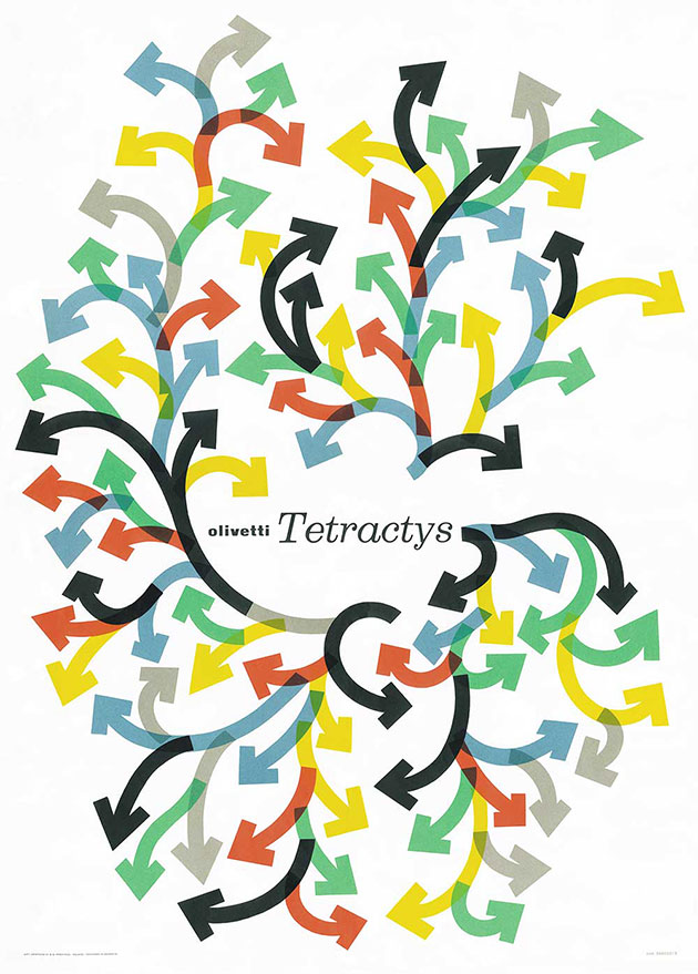 Ad for the Olivetti Tetractys calculator, 1956. Giovanni Pintori, designer.  #wardsmorguefile