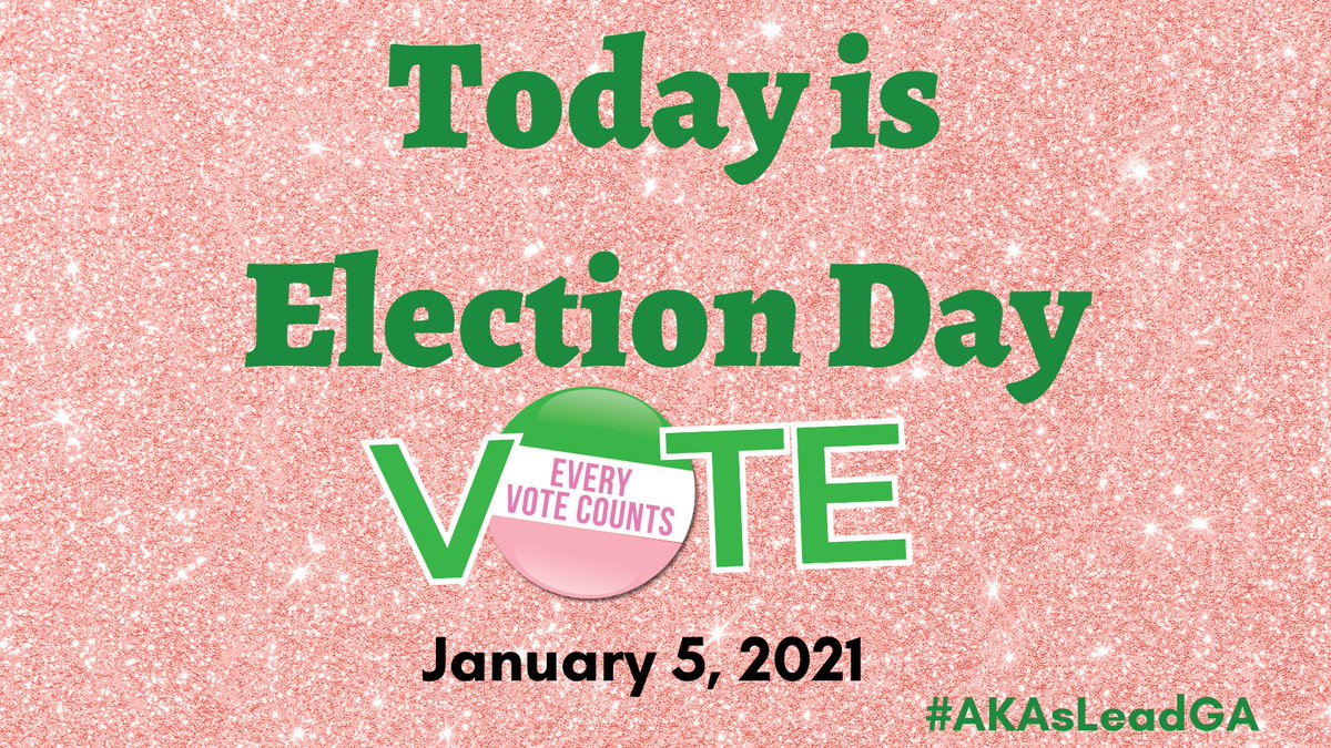 AKAsLEADGA's tweet image. Today is election day in Georgia! GO VOTE! 💕💚
The polls are open from 7 AM to 7PM! 
Find your polling location sos.ga.gov/index.php/elec… 
 #SenateRunoff #AKAsLeadGA #AKAsLead #back2thepollsga