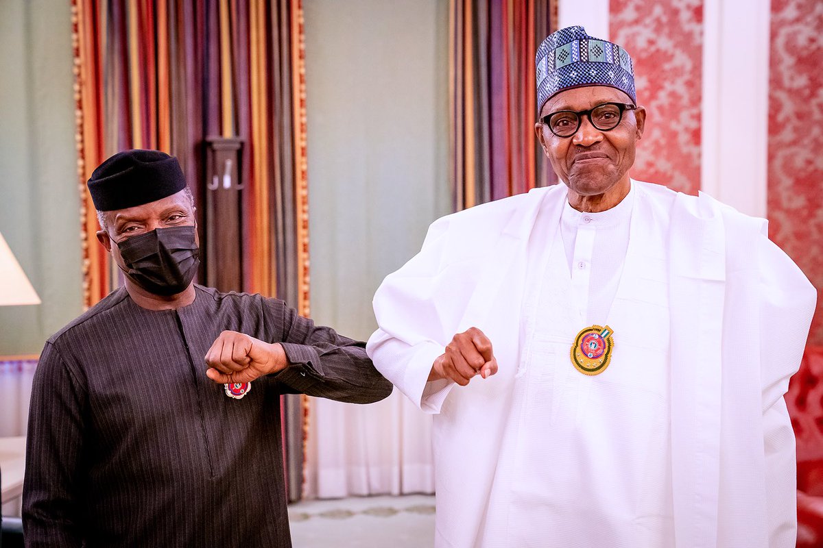 MBuhari's tweet photo. The Vice President briefed me on the progress so far in the implementation of our Economic Sustainability Plan (ESP). We’re supporting artisans and small businesses with grants and salaries; we will also be delivering low-cost houses to Nigerians, as well as Solar Home Systems. https://t.co/rrsAj24p2Q