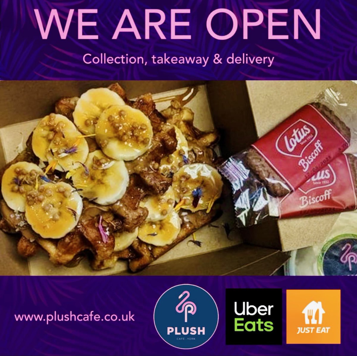 plush_cafe's tweet photo. Did somebody say.. DESSERTS? We heard you babes! 💗🦩🍰

All your Plush favourites are now available for collection, takeaway &amp; delivery. We'll be open Mon-Fri 17:00-22:00, Sat/Sun 11:00-22:00. 

#onlyinyork #plushcafe #instafood #biscoff #lockdowneats @VisitYorkBiz @VisitYork https://t.co/Cypxp0yJ9l