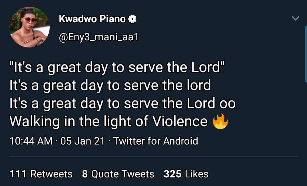 FROM WINTER STUDIOS, SUMMARY ON TODAY'S GIST: A VIOLENCE THREAD KalyJay Vs Kwadwo PianoFive days into this year and we've experienced a concatenation of violence on this timeline. Piano called out KalyJay and started giving praises to God cos he had evidence against him.