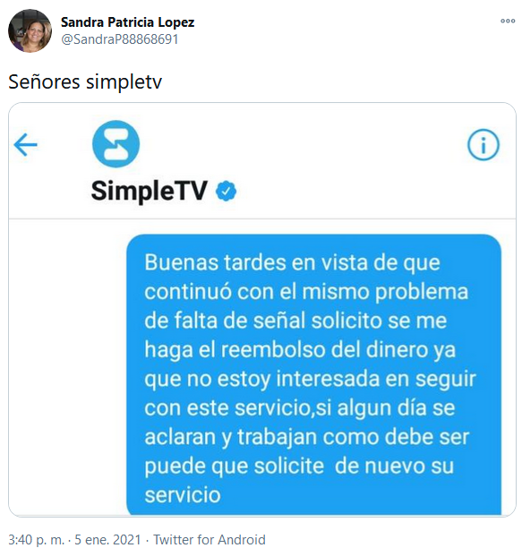 AxiomaReport's tweet photo. 05 de Enero 2021 y aun continua la lluvia de denuncias contra la empresa Madurista de Tv Satelital #SimpleTV #SimpleEstafa #SimpleRobo https://t.co/QFCvtCZw0l
