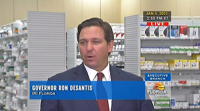 At unpublicized press conference, Florida Governor Ron DeSantis announced pilot program with Publix. 22 Publix pharmacies in Hernando, Marion, and Citrus counties will begin administering 15K doses of Moderna vaccine to those 65+.Appointment required:  http://Publix.com/COVIDVaccine 