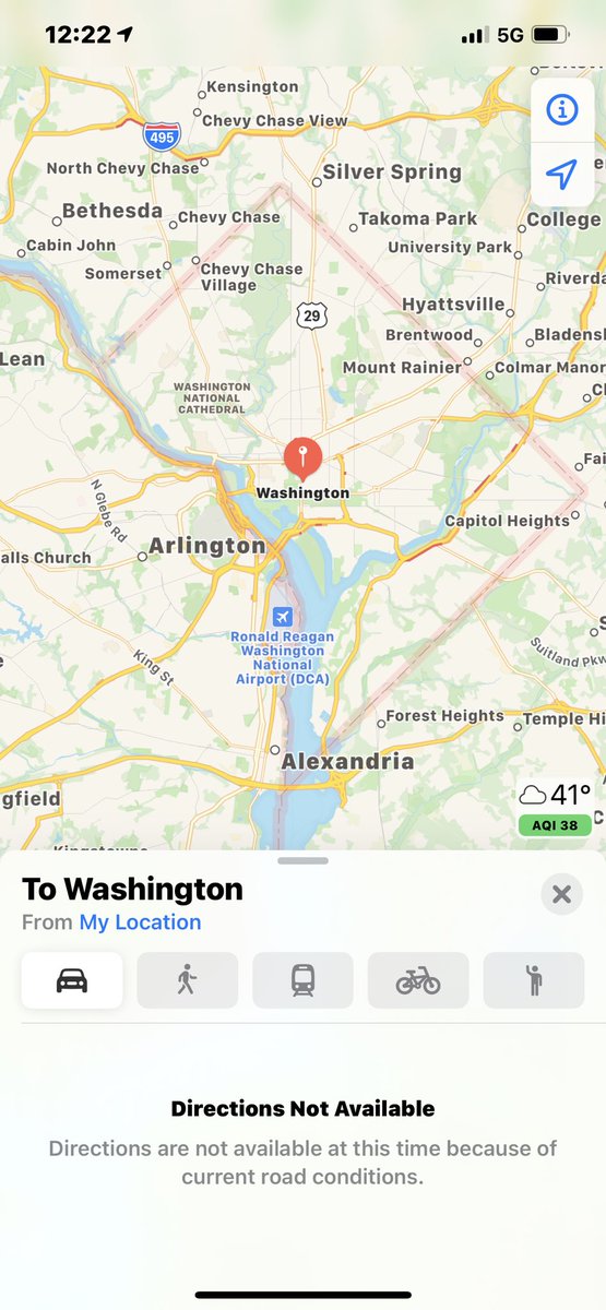 This is nuts. Apple Maps won’t give directions to DC before the pro-Trump rally tmw. 
If you don’t believe me, try it on your phone ...