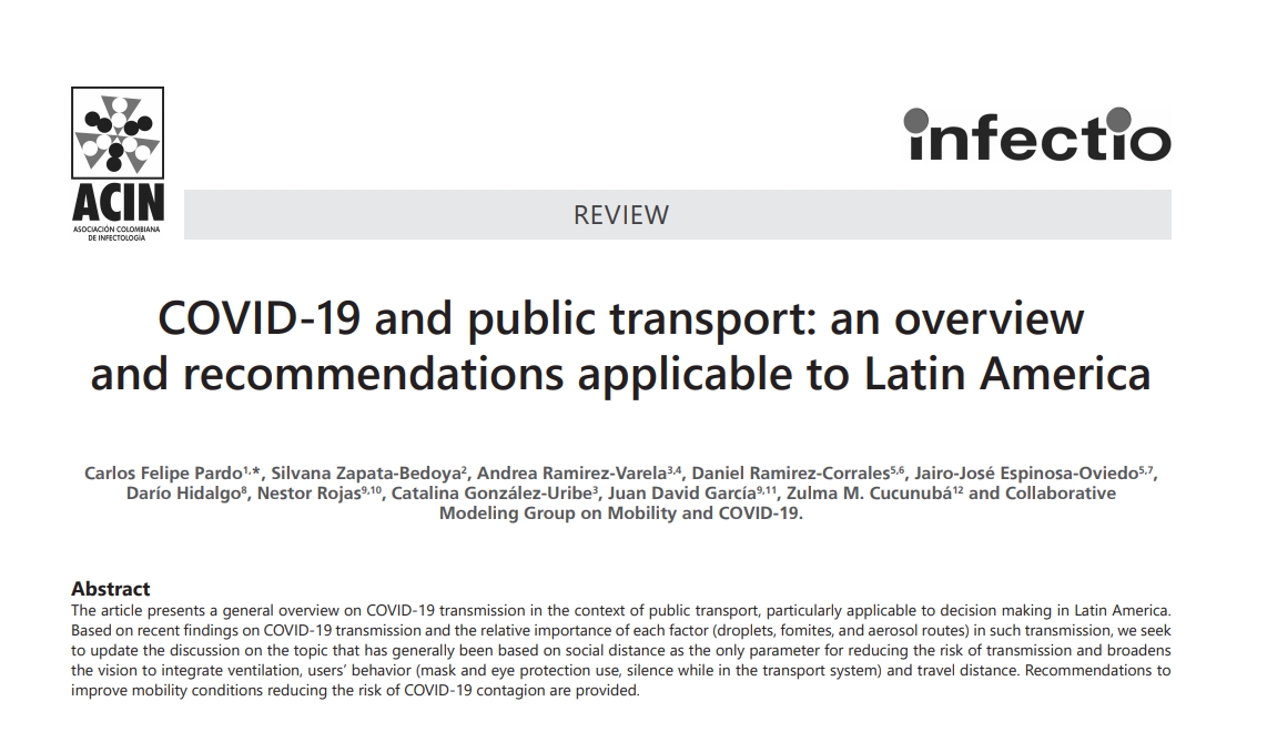 cont'd: COVID-19 AND PUBLIC TRANSPORT: an overview and recommendations applicable to Latin America https://revistainfectio.org/index.php/infectio/article/view/944