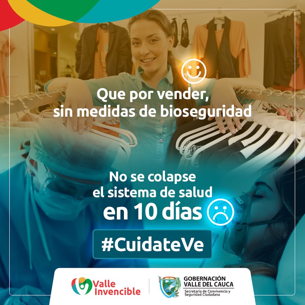 camilomurcialo's tweet photo. #CuidateVe el comercio responsable, desde las grandes superficies hasta las pequeñas tiendas marcara la diferencia para evitar el colapso de las UCIs @secsaludvalle https://t.co/R8vPhxKI23