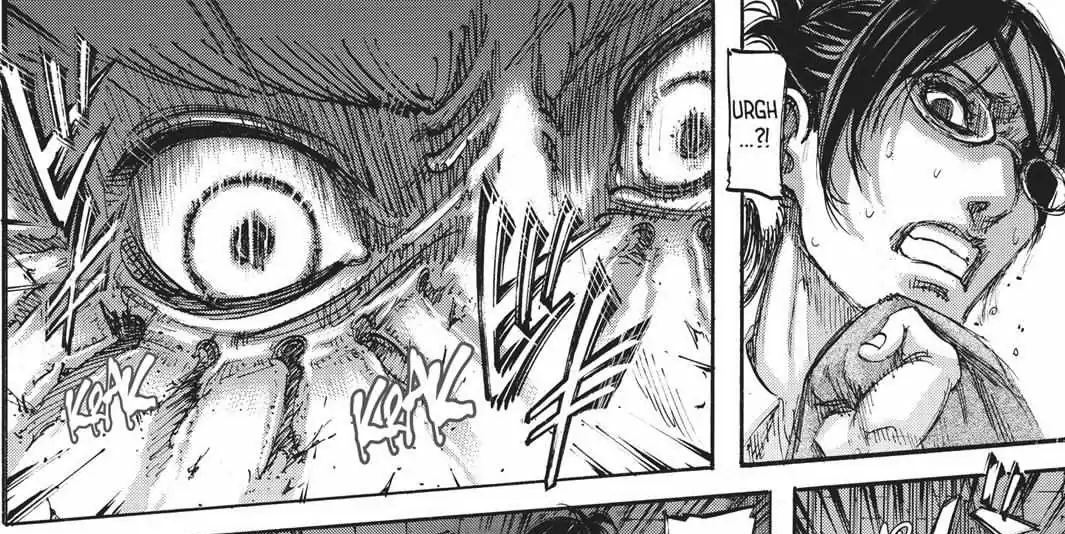 There's a conflict between Eren and Hange that hasn't been solved yet... also there are weird hints that haven't been revealed yet: Titan marks, memory shard.... but Hange died before having the chance to talk to him... Why..? It's a bit weird