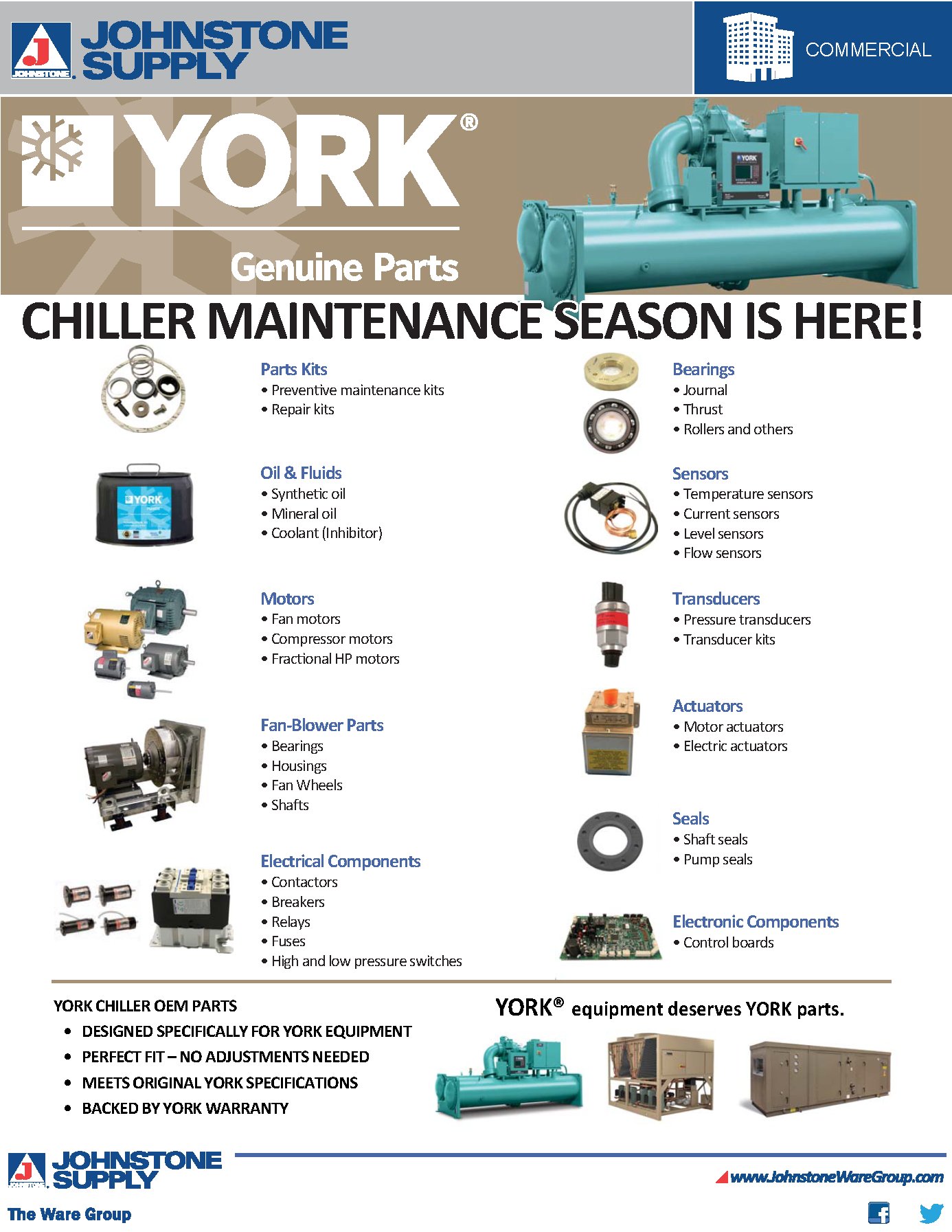 Johnstone Supply on X: Chiller Maintenance Season is here! York Chiller  OEM Parts are designed specifically for YORK Equipment and backed by YORK  Warranty! Go to https://t.co/Kx3iWE9KLA to learn more today!  #JohnstoneSupplyTheWareGroup #