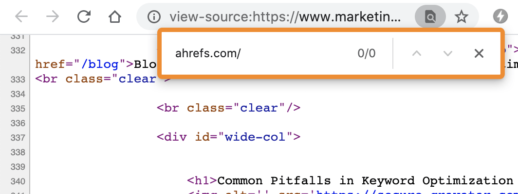 Most of the time, people link back to the source of the image when using your images, but not always. If we check the source code for that page, there’s no link back to  http://ahrefs.com&nbsp;.
