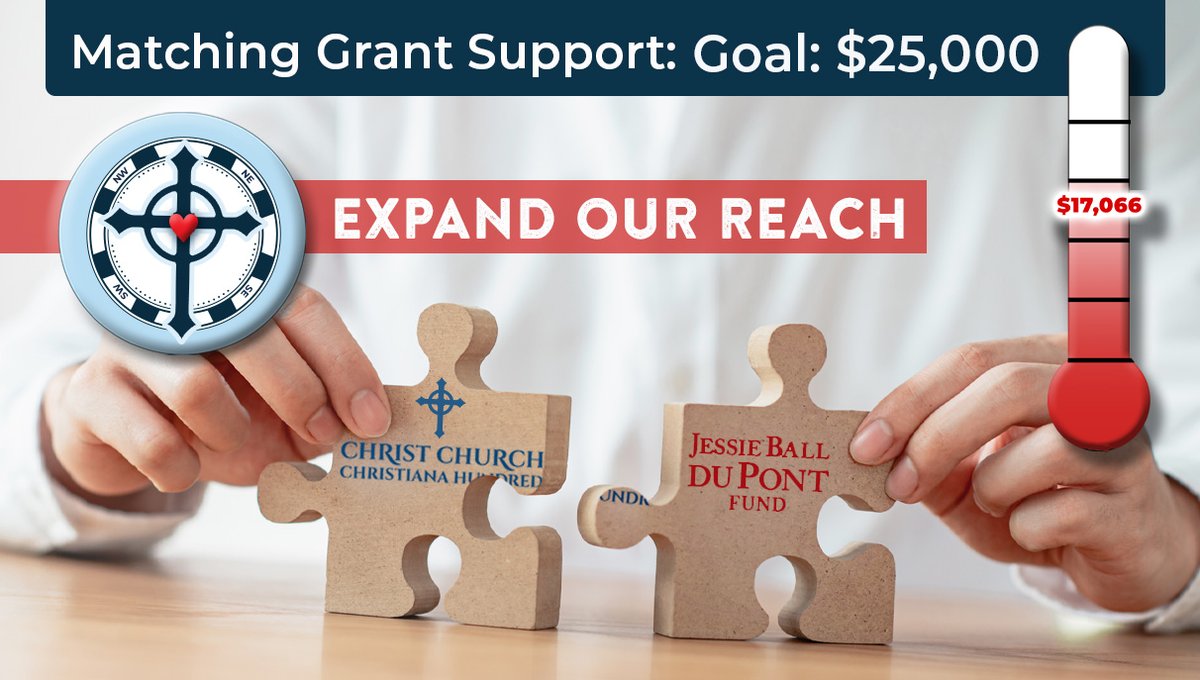 This year’s Christmas Offering is a digital campaign, with Jessie Ball du Pont Fund’s offer of a matching grant of up to $25,000 on donations made by December 31. As of today we have raised $17,066 towards our final goal. Help us reach the $25,000. Visit: christchurchde.org/expand-our-rea….