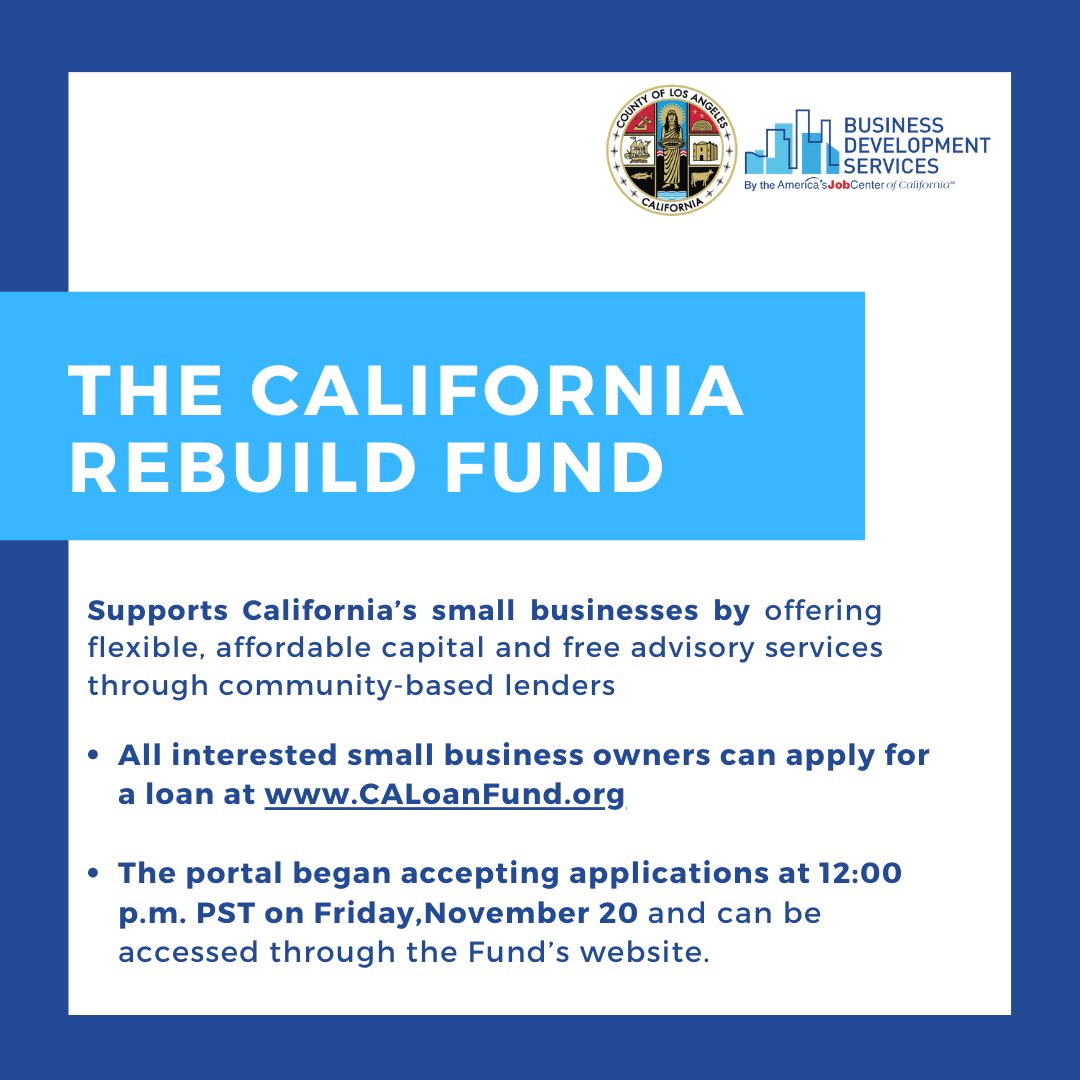LACbizdev's tweet photo. Governor Newsom Announces Immediate Assistance for Businesses Impacted by COVID-19 including increased funding for the California Rebuilding Fund by $12.5 million. All interested small business owners can apply for a loan at https://t.co/p9c33WR4bc https://t.co/hwhnOpcvHw