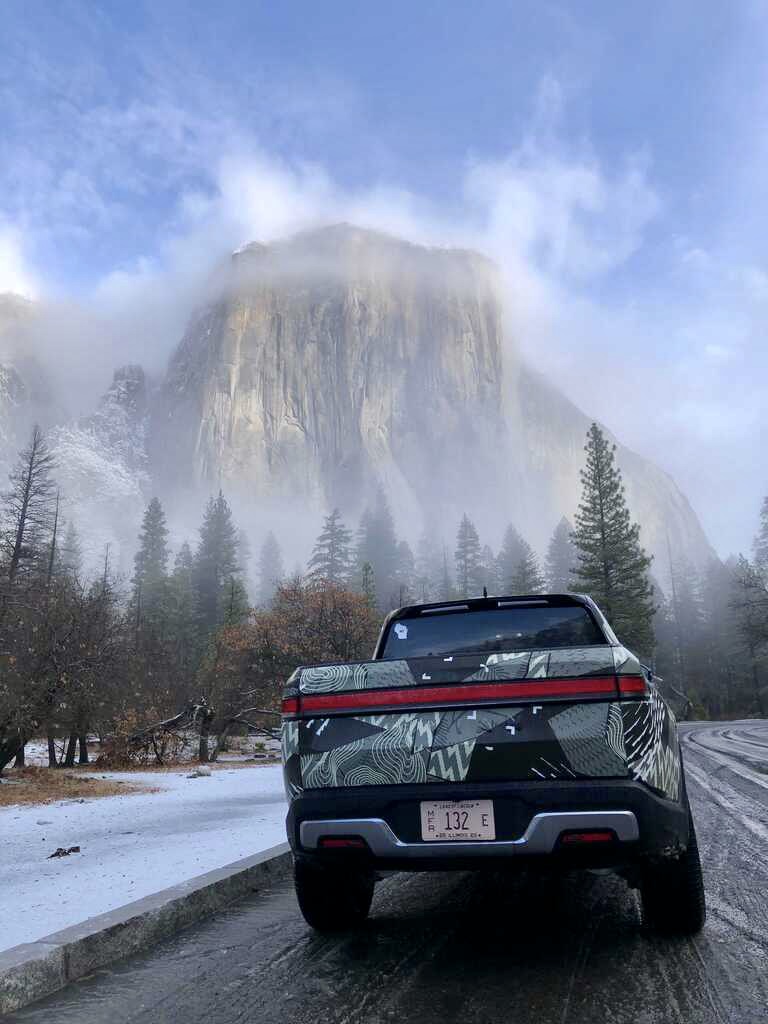 Rivian's tweet image. Getting in a few last adventures before the New Year.