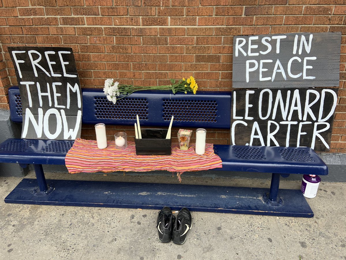 For rest of April, we rallied outside a correctional facility every week: April 14 outside Queensboro; April 21 outside Bedford Hills, Otisville, &  @NYGovCuomo’s mansion; April 23 Leonard Carter (who died of Covid) vigil outside Queensboro; & April 24 outside Nassau County Jail