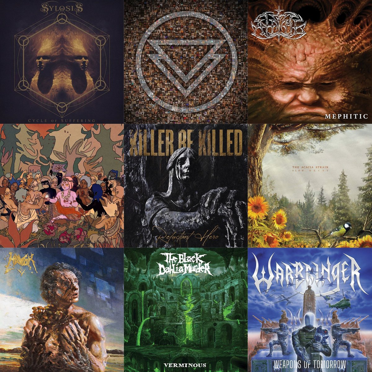 reprisalmetal's tweet photo. Here are Tom's picks of 2020! 🤙🏼
.
.
#theghostinside #ahtme #mephitic #bringmethehorizon #posthumansurvivalhorror #havok #v #killerbekilled #reluctanthero #sylosis #cycleofsuffering #theacaciastrain #slowdecay #theblackdahliamurder #verminous #warbringer #weaponsoftomorrow #metal https://t.co/bUnKfy2Svx