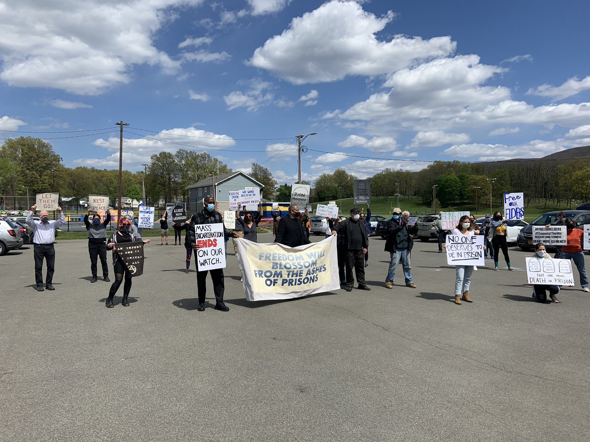 In the beginning of May, we gathered together outside of Fishkill Correctional Facility for a two-day graveside sit and rally. We mourned those we have lost not only to Covid-19 but due to  @NYGovCuomo's history of inaction and racist prison system.