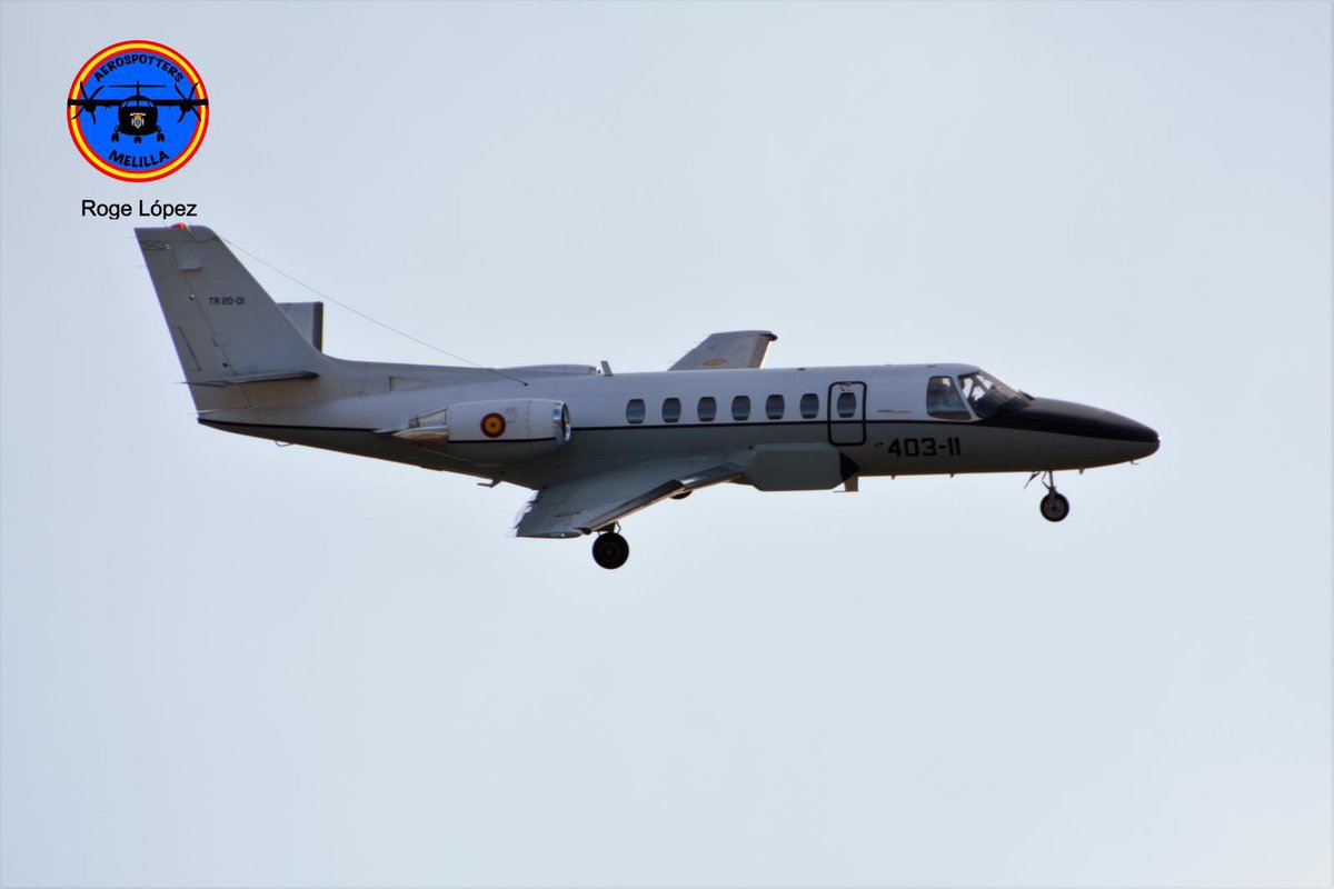 SpottersMelilla's tweet photo. Al filo de las 15:45 aterrizaba en #MelillaMLN procedente de #MallorcaPMI esta @Cessna 560 Citation Ultra #Condor12 (TR.20-01|403-11) perteneciente al 403 Escuadrón del CECAF del @EjercitoAire.
.
.
Fotos📸: Roge Lopez
Fotos📸: Juan P. Romero
@MilRadar @Web_AME @OnAviation https://t.co/3hPczT8TgM