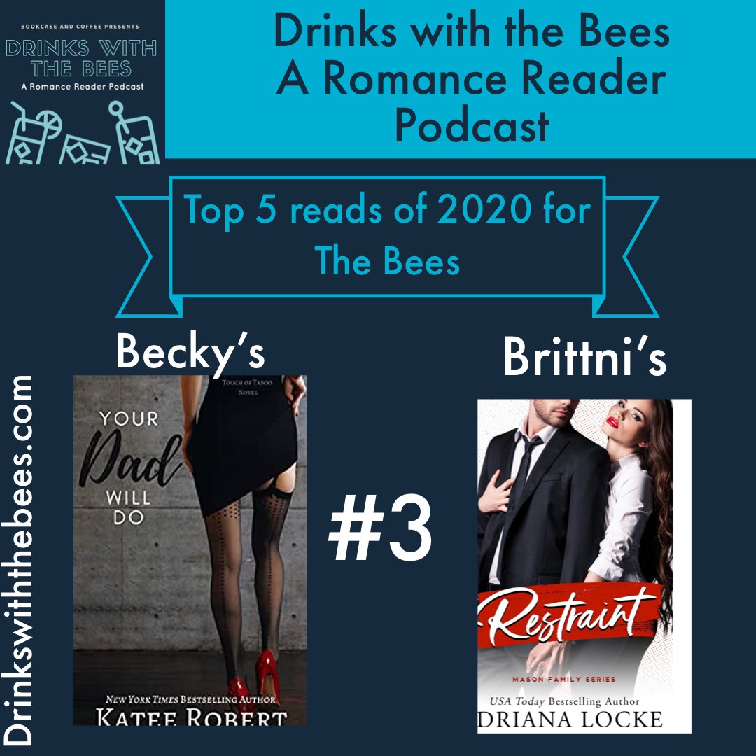 BeesDrinks's tweet photo. This week we are counting down our Top Five Reads of 2020.
Becky: Your Dad will Do by Katee Roberts.
Brittni : Restraint by Adriana Locke.
#bestreadsof2020 #bestromancereads #drinkswiththebees #podcast @OverbookedP @katee_robert @AuthorALocke @BookandCoffee3 https://t.co/AS5KBeCZfJ