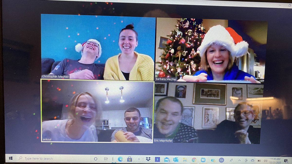 bmechler's tweet image. ⁦Christmas Morning Zoom—celebrating despite our separation.@NBCConnecticut⁩ #nbcct