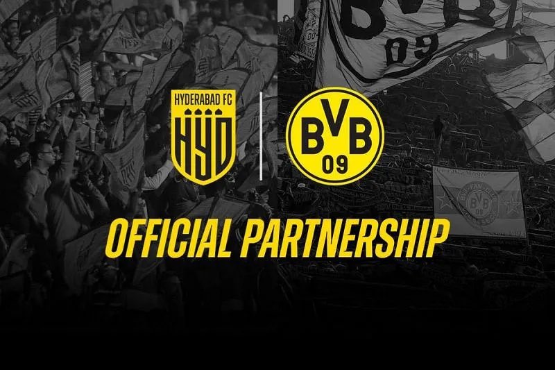 Borussia Dortmund and Hyderabad FCa historic partnership was made in June when Borussia Dortmund announced a long-term partnership with Hyderabad FC, with the main focus on developing youth players and advancing on coaching methods. the partnership is set to run for 5 years