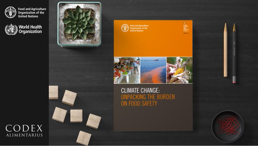 FAOWHOCodex's tweet photo. π | "Climate Change: Unpacking the Burden on Food Safety" identifies some anticipated and current #FoodSafety issues associated with various #ClimateChange and environmental factors.
π²β‘οΈ https://t.co/fAW6L1q1Vk
#OneYearOfCodex https://t.co/CYNvpDVO2C