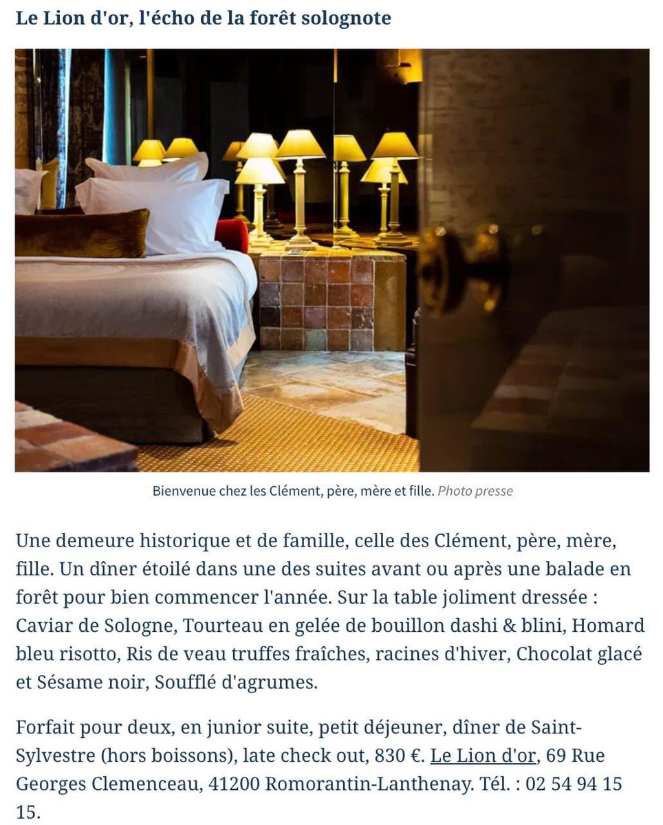 "Pour finir 2020 en beauté, 10 superbes hôtels qui proposent des formules Nouvel An" dont <a href="/LiondOr1774/">Lion d’Or 1774</a> lefigaro.fr/voyages/hotels… merci <a href="/Le_Figaro/">Le Figaro</a>