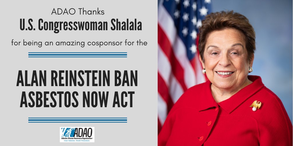 .@RepShalala Thank you for being an amazing cosponsor for The Alan Reinstein Ban #Asbestos Now Act! #ARBAN #TSCA #Mesothelioma #BanAsbestosNow    bit.ly/2Hl0U7J
