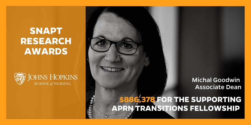 JHUNursing's tweet photo. #ResearchAwards2020 @Miki__Goodwin receives $886,378 from the @MDMHEC for Supporting Nursing Advanced Practice Transitions (SNAPT) Fellowship https://t.co/8kUpRekXEc
