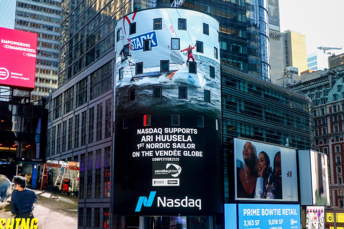 Nasdaq supports the first Nordic sailor @arihuusela @VendeeGlobeENG @Nasdaq #vahvaamyötätuulta @ImocaGS