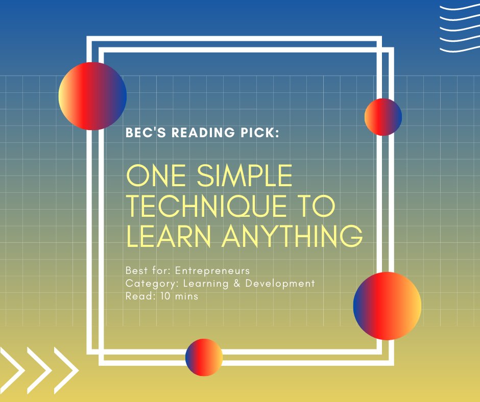 BECLeaps's tweet photo. Founders may have to perform many roles in the early days! Therefore, it is critical that entrepreneurs are able to learn new things very quickly! This week's #StartupRead 'One Simple Technique to Learn Anything' introduces a rapid learning technique:
https://t.co/zeTrNERUlT https://t.co/R3Yt6Txml2