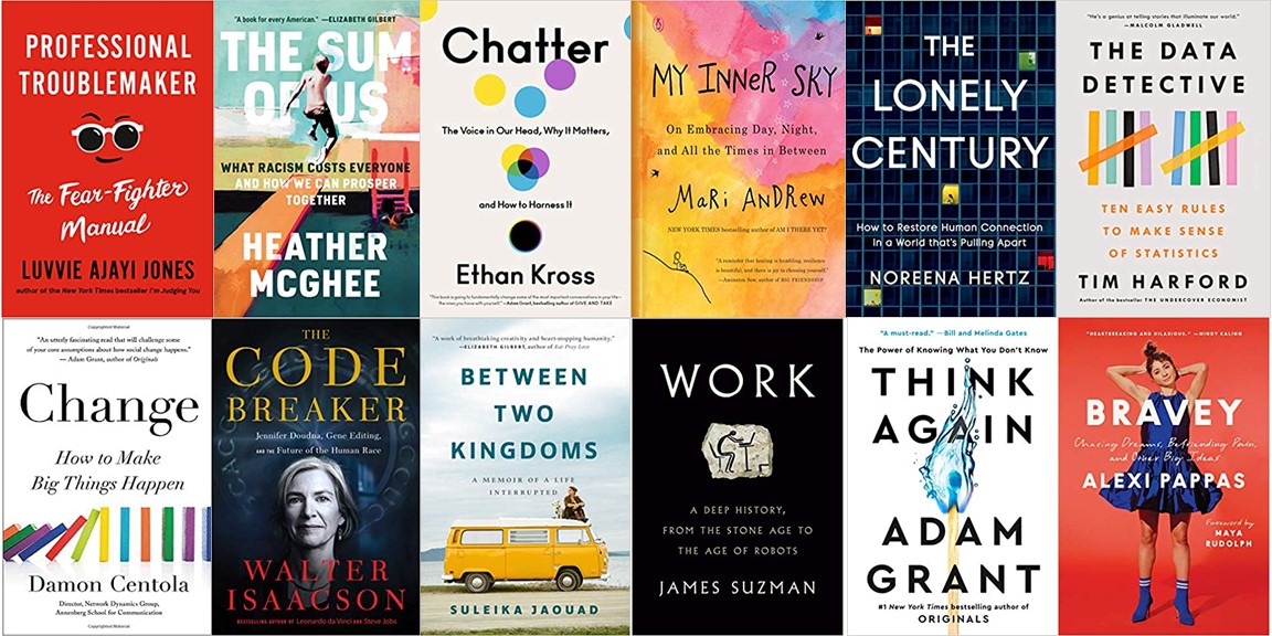 AdamMGrant's tweet photo. If you shift half your doomscrolling time to books, how much more learning and joy will 2021 bring?

The winter's new releases cover fear &amp; courage, isolation &amp; inclusion, tradition &amp; transformation, adversity &amp; resilience, and thinking &amp; rethinking.

https://t.co/MQQo39tMk3 https://t.co/OLxOYHq0vL