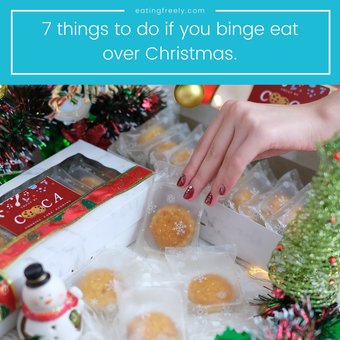 1. Remember that it's not the end of the world. 
2. Enjoy your next meal without further guilt. 
3. Take a nap/bath. 
4. If you feel sore after a binge, rubbing your stomach helps. 
5. Do NOT weigh yourself! 
6. Try to focus on the positive. 
7. Talk to someone if you need them.