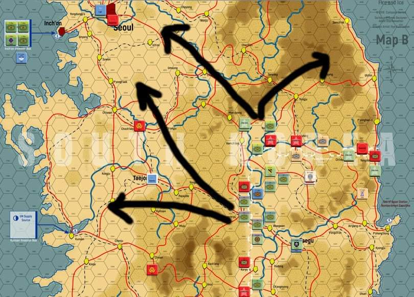 SanchoMateos's tweet photo. Nueva sesión al #koreaiceandfire de #compassgamesllc, esta vez el escenario de Inchón....Con todo un Mc Arthur desatado, y el ejercito comunista de @PaulPanosky en retirada....o es una trampa??🤣🤣🤣
Maldición!!!...han salido a la luz los planes de actuación Americanos...🤪 https://t.co/jAMYqJKQGY