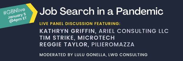 In lieu of our annual in person event, the <a href="/GBNcareerfair/">GBN Career Fair</a>  presents a panel discussion "Job Search in a Pandemic" on Jan 5, 2021 04:00 ET.

Use this link to register in advance:
lnkd.in/gWDAyTN
<a href="/GonzagaGoodNews/">GonzagaCHS</a> 
<a href="/HolyChildMD/">Holy Child</a> 
<a href="/ACHSWashDC/">ArchbishopCarrollDC</a>
<a href="/AHC_news/">AcademyHolyCross</a>
<a href="/GatorsSR/">Stone Ridge</a>
<a href="/VisiDC/">GeorgetownVisitation</a>