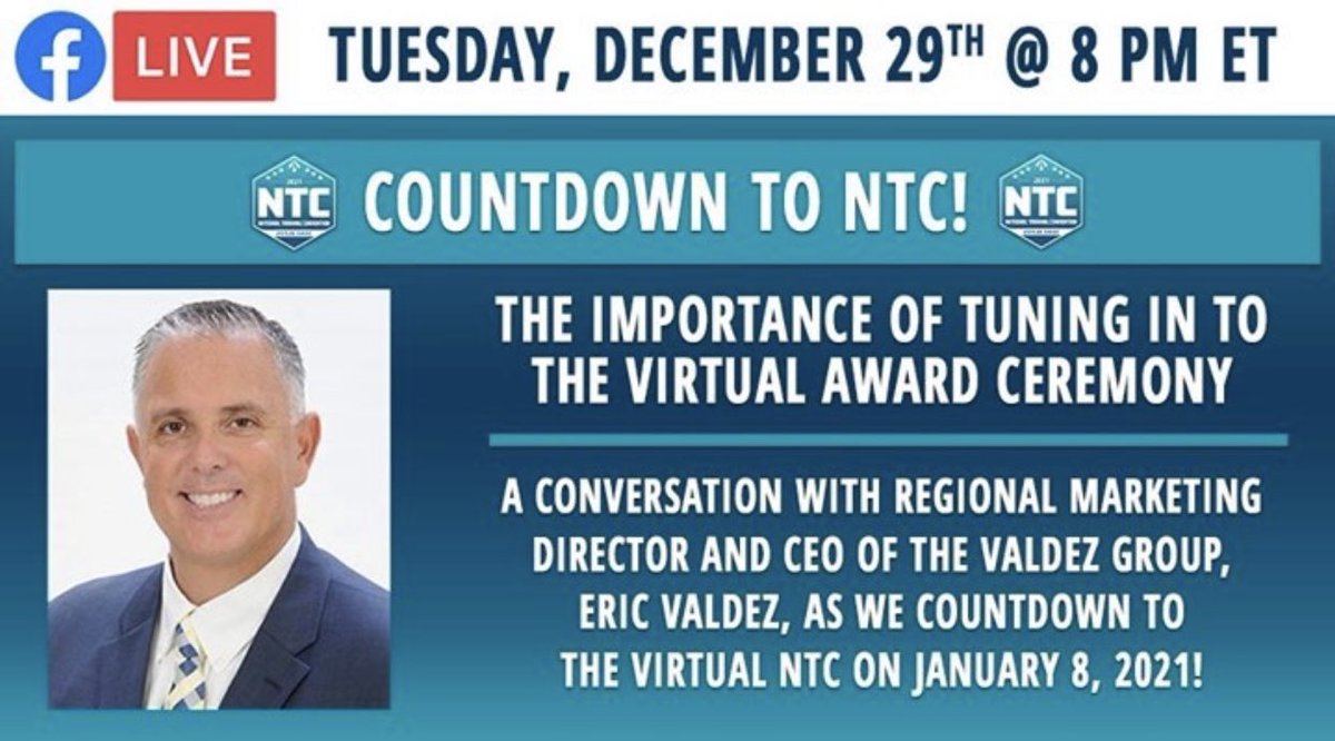 Dove_Financial's tweet photo. Join Regional Marketing Director and CEO of The Valdez Group, Eric Valdez, for a conversation about our Awards Ceremony and Breakout Sessions at our upcoming Virtual National Training Convention on January 8th!!
#EquisFinancial #2020VirtualNTC #AwardsCeremony #DontMissIt https://t.co/cBHbFGDbIU