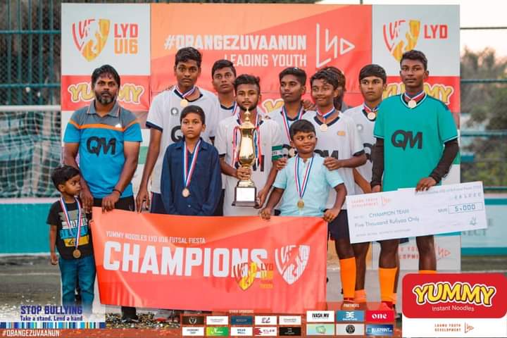 LYDmv's tweet photo. C2A celebrates the historic success. 

Champions of Yummy LYD U16 Futsal fiesta! 🧡💪

📷: https://t.co/7oLafZJEGD https://t.co/MIv6TLktq7