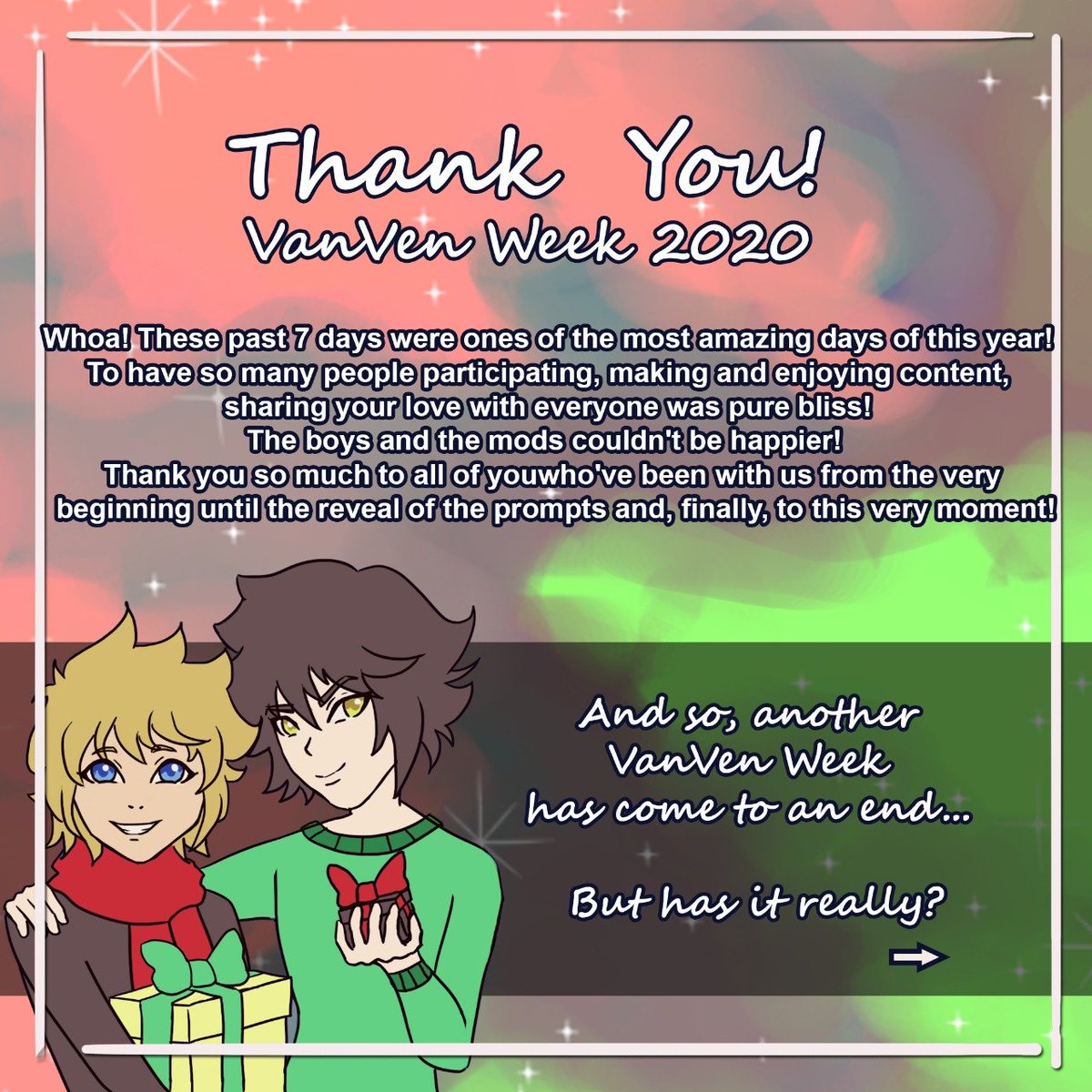VanvenWeek's tweet photo. Hello everyone!!!

After 7 amazing days, VanVen Week is over... But is it really?

Check out the new post! We hope this helps all of those who couldn't participate <3

#vanvenweek2020 #vanven https://t.co/3BvoYiRXKi