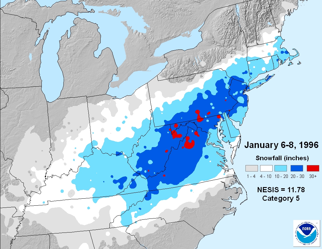  #StateCollege only has 5 "snow seasons" (Oct-Apr) with 90"+ of snow since 1893. A big December snowstorm occurred in 3 of the 5 (Dec of 1992, 1995, and 1960). Each of those seasons also had a NESIS Cat 4 or 5 storm later, which dropped double-digit snows in Central PA (2/n)  #pawx