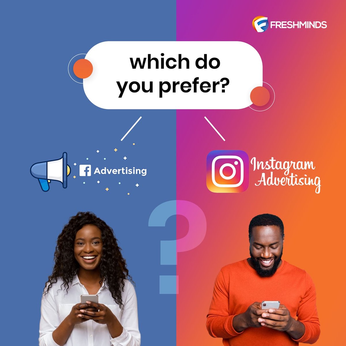 FreshMindsNGR's tweet photo. Which works better for you?
Facebook and Instagram dissect the best features on how they work for social media advertisement. 
Both platforms give your business or product an opportunity to connect with the viewer in different ways. https://t.co/5ejkF8vBrX