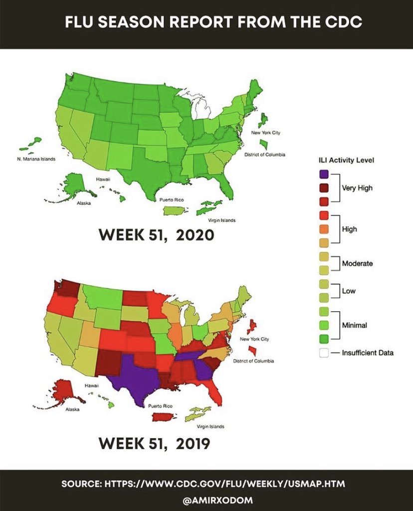 It’s a Christmas miracle... Flu has been eradicated due to masks and social distancing yet Covid is through the roof because we’re not wearing masks and social distancing....🤔#COVID19 #coronavirus #flu