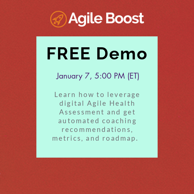 Join us on Thursday, January, 7th for the #AgileBoost demo, and learn how to leverage digital tools to support your team's Agile journey. To sign up for a free demo, head to eventbrite.com/e/131817093475

To sign up for a free trial fo #AgileBoost, visit agileboost.io