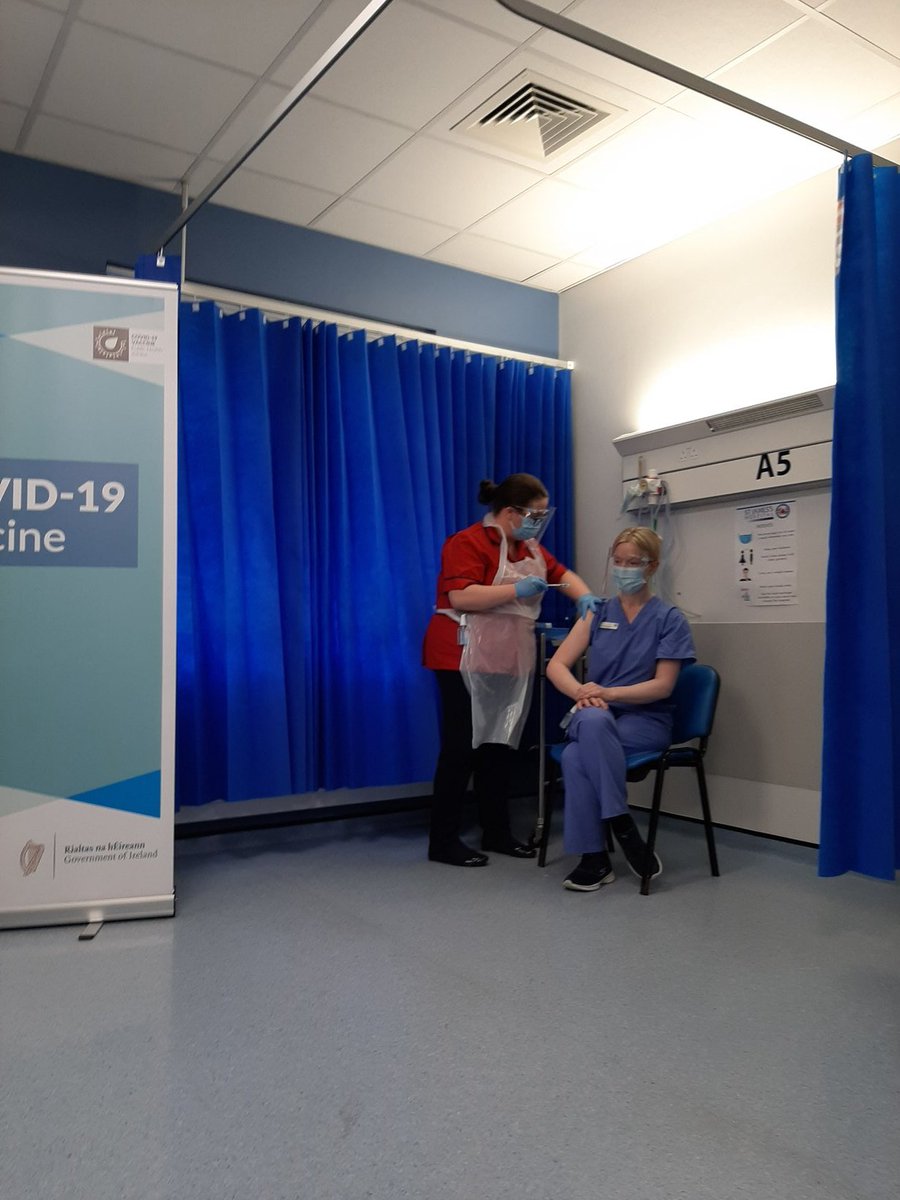 Bernie Waterhouse <a href="/bwater008/">Bernie</a>, Clinical Nurse Manager, first healthcare worker in Ireland, to be vaccinated against #COVID by her colleague @dodea2011