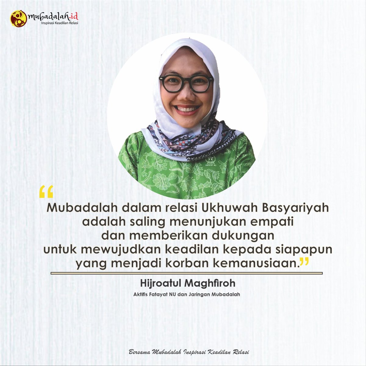 mubadalah_id's tweet image. Saling menunjukkan empati dan dukungan untuk mewujudkan keadilan kepada siapa pun yang menjadi korban kemanusiaan adalah wujud mubadalah dalam relasi ukhuwah basyariyah. 💜

#relasi #ukhuwah #basyariyah #empati #keadilan #korban #kemanusiaan #kesalingan #mubadalahid