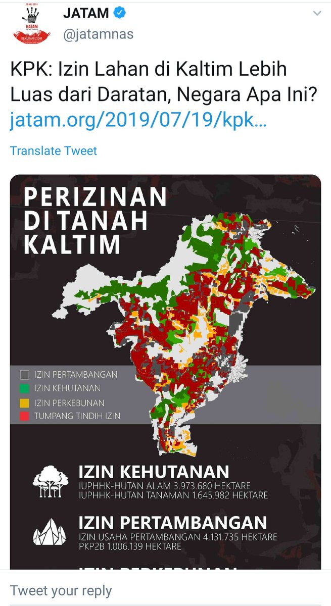 erna_st's tweet photo. KPK: izin lahan di Kaltim lebih luas daripada daratan, negara apa ini? https://t.co/hXYmSkKKyw