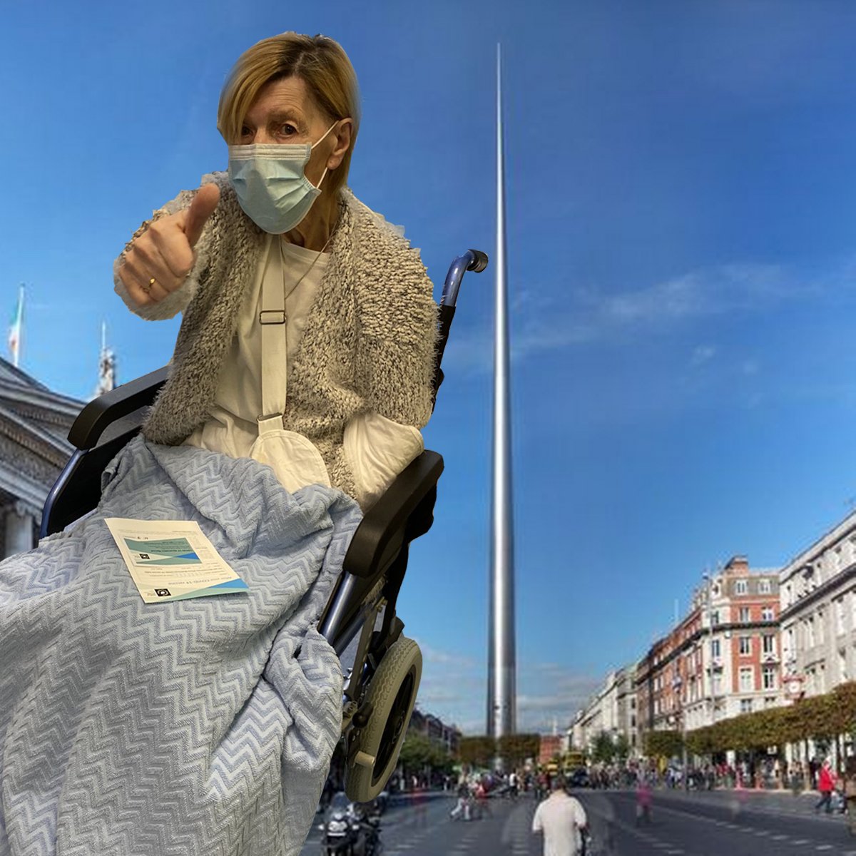 BREAKING: Just 1 hour after receiving the Pfizer vaccine Annie Lynch has now grown as tall as the Spire. Dublin submits to its new overlord.