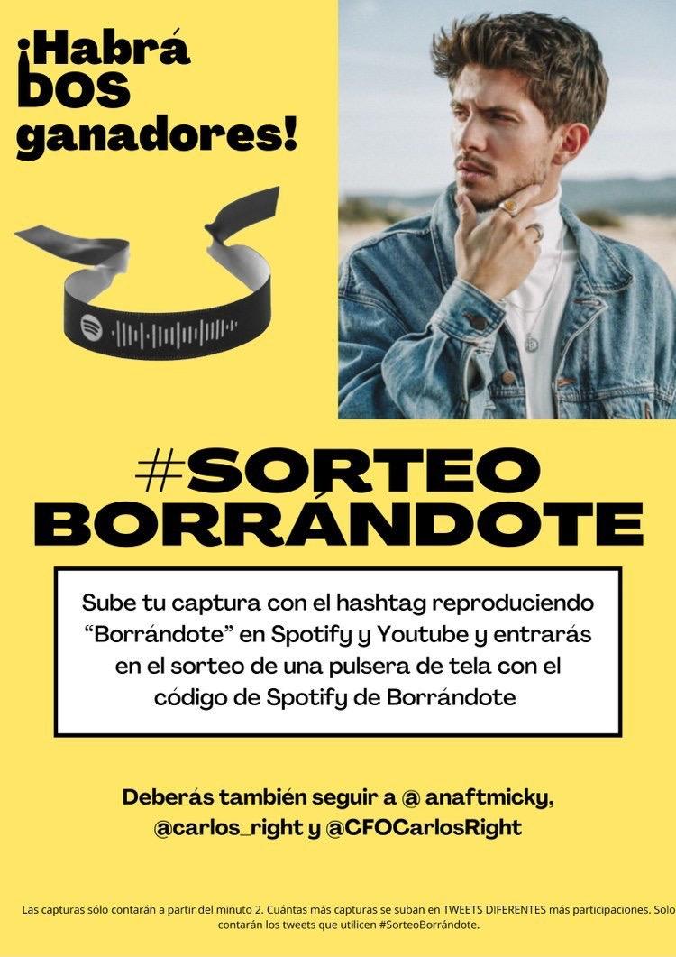 ⚠️ESTAMOS DE SORTEO⚠️

El pasado sábado se alcanzaron 150K de reproducciones en #Borrándote y por ello os sorteamos 2 PULSERAS DE TELA🎉

Para participar debes de seguir los pasos de la foto⬇️ ¡Es muy sencillo! 

🥳Tenéis hasta el 7 de enero

¡Suerte a todos! #SorteoBorrándote