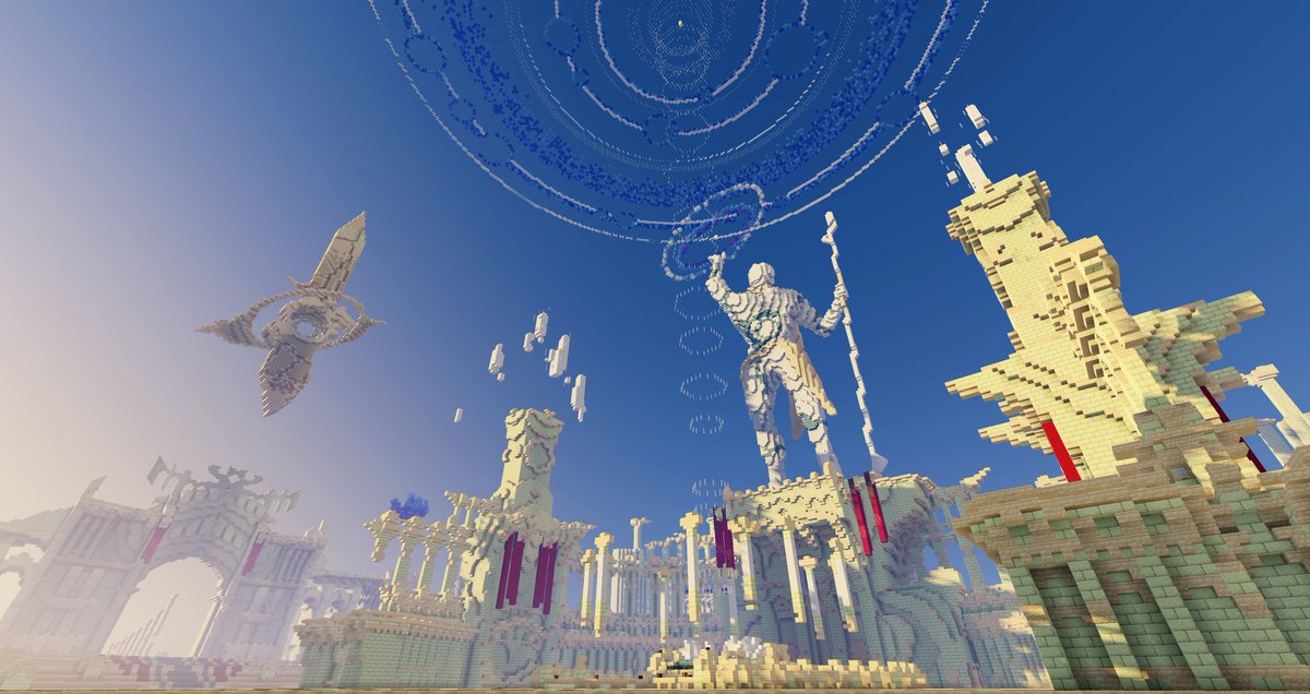 SuperSamaWorld's tweet photo. Le projet "Horae", un monde fantaisie où vivent 3 grandes tribus (dont l'une manipulant la magie) qui ont érigé la cité d’Horae, continue de progresser. Voici quelques screens du point de spawn et du plot XXL de LoliBretzel mis sur le projet. #Minecraftbuilds https://t.co/uDlCx51p5j