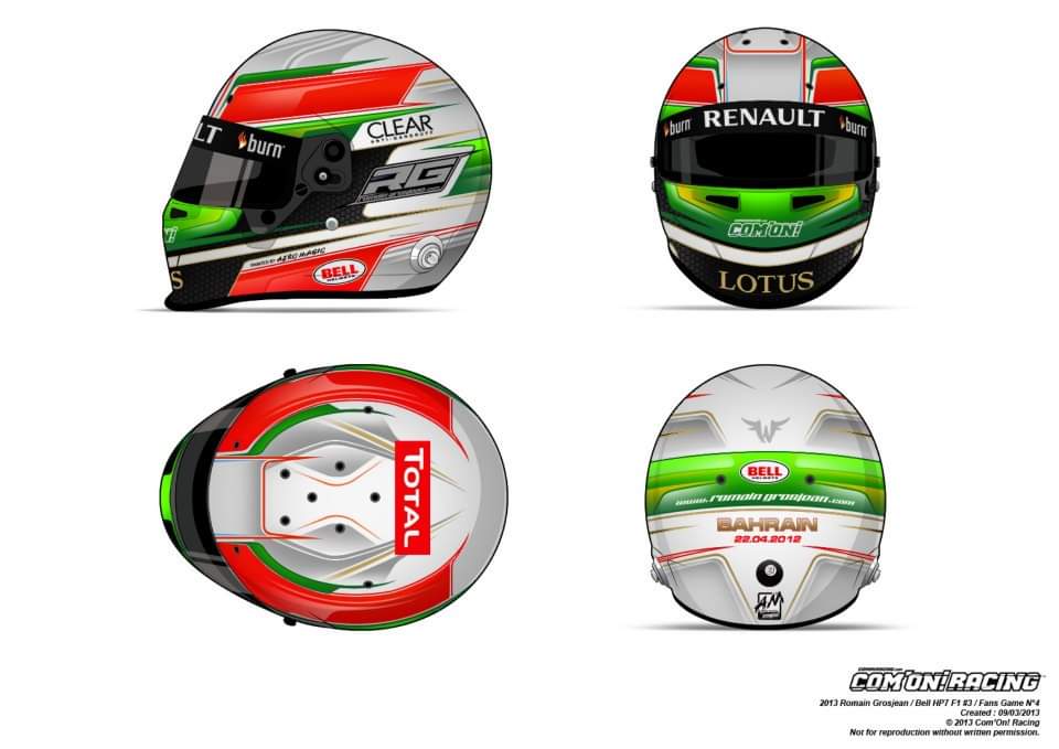 2013 - Votação no Bahrein Em votação no Facebook, onde os fãs puderam escolher entre 4 designs para o GP do Bahrein, o 3° design ganhou.Qual vocês escolheriam? O ADM votaria no 2° hehe