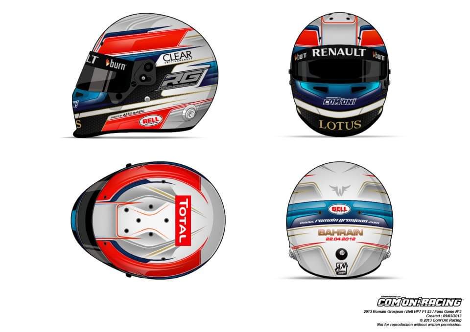 2013 - Votação no Bahrein Em votação no Facebook, onde os fãs puderam escolher entre 4 designs para o GP do Bahrein, o 3° design ganhou.Qual vocês escolheriam? O ADM votaria no 2° hehe
