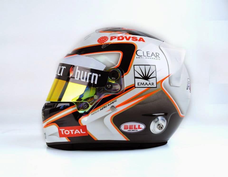 2014 - Itália Capacete feito por um fã, em um concurso onde você podia criar seu próprio design de capacete e enviar ao Grosjean.