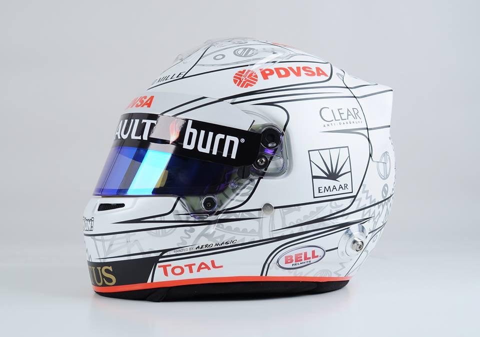 2014 - Abu Dhabi Esse visor azul deixou o capacete muito lindo ao pôr do sol.